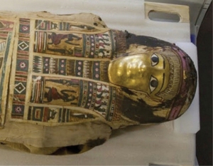 Golden faced coffin